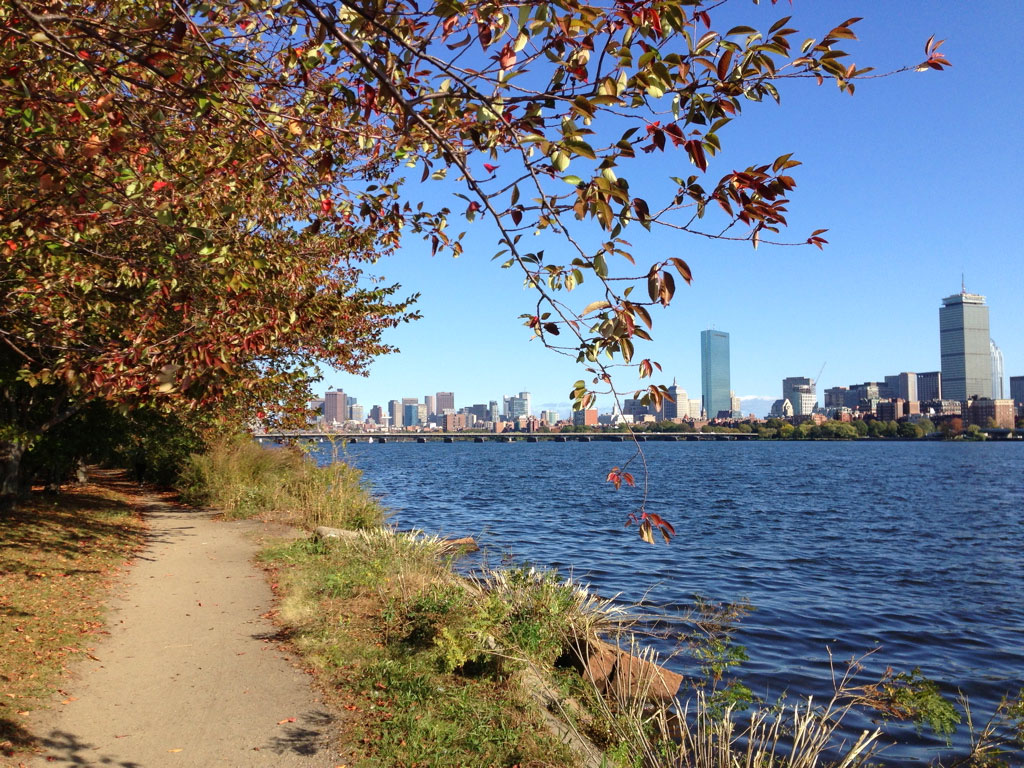 A view of the Charles River and the Boston skyline