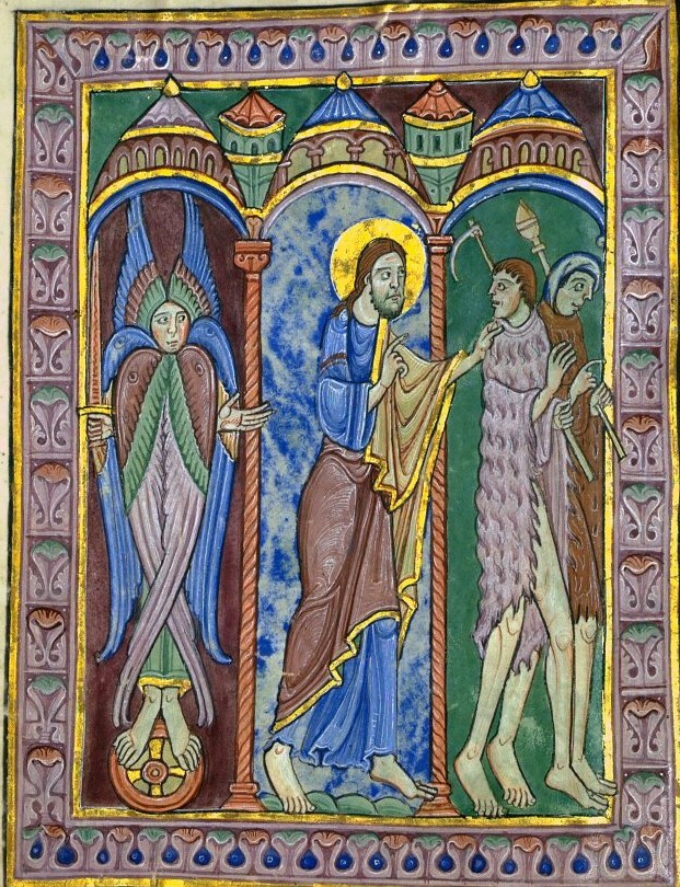 The Expulsion of Adam and Eve from Paradise as depicted in the St. Albans Psalter