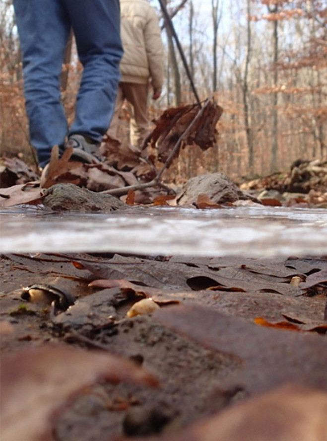 Walking along a stream bed near Alto Pass at Thanksgiving