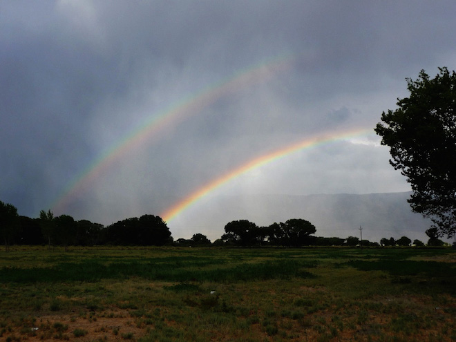 Photograph of a Double Rainbow taken at Bishop, CA