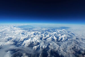 Pyrenees Mountains as viewed from above the earth.