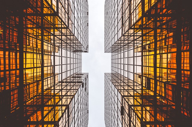 The space between skyscrapers that form the outline of a cross.