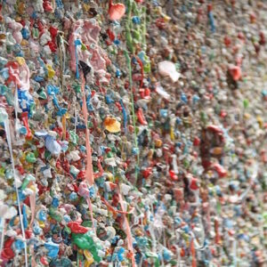 Wall covered in chewing gum