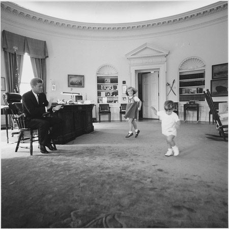 Kennedy children visit the Oval Office in 1962
