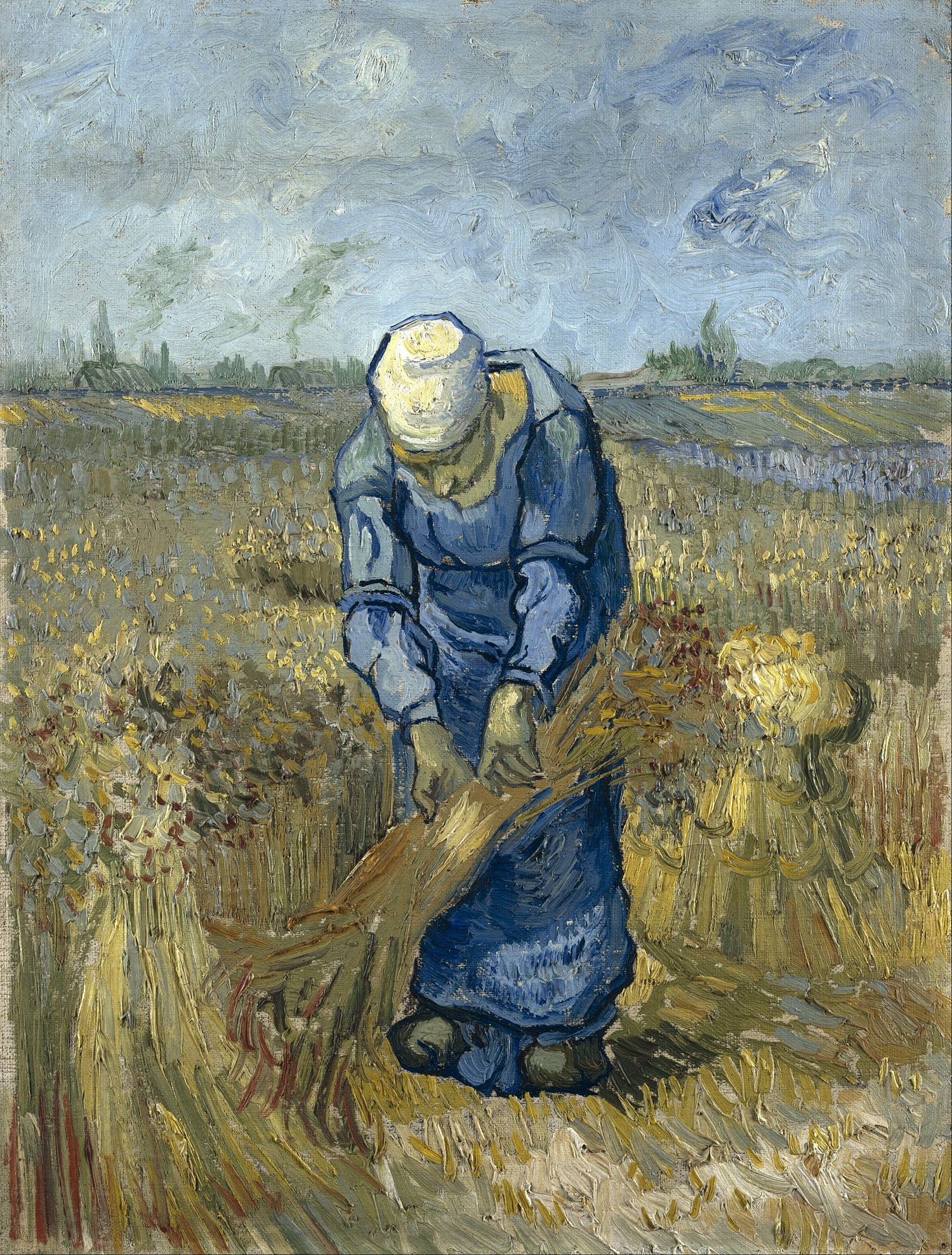 Peasant Woman Binding Sheaves (after Millet) by Vincent Van Gogh (1889) - Google Art Project 